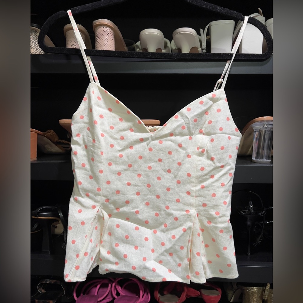 Zara linen pleated polka dot tank (medium) $35